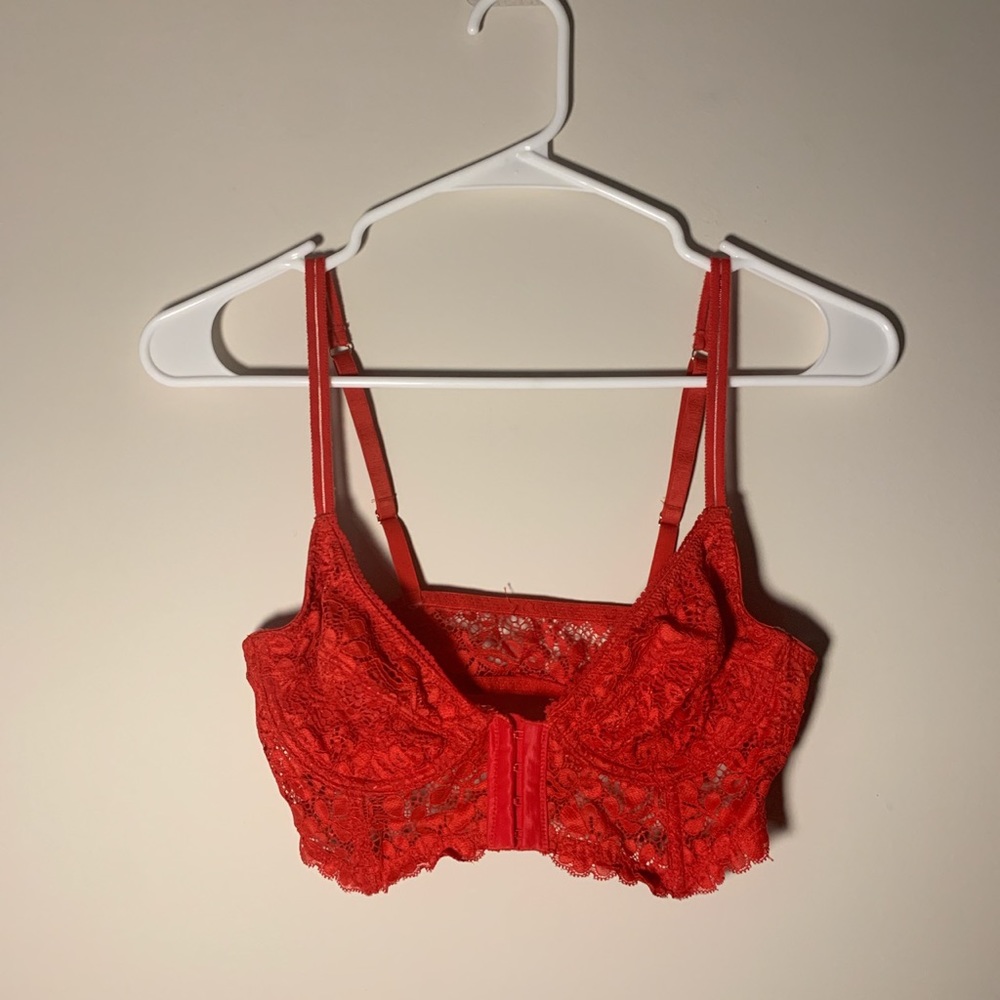 Red lace bralette